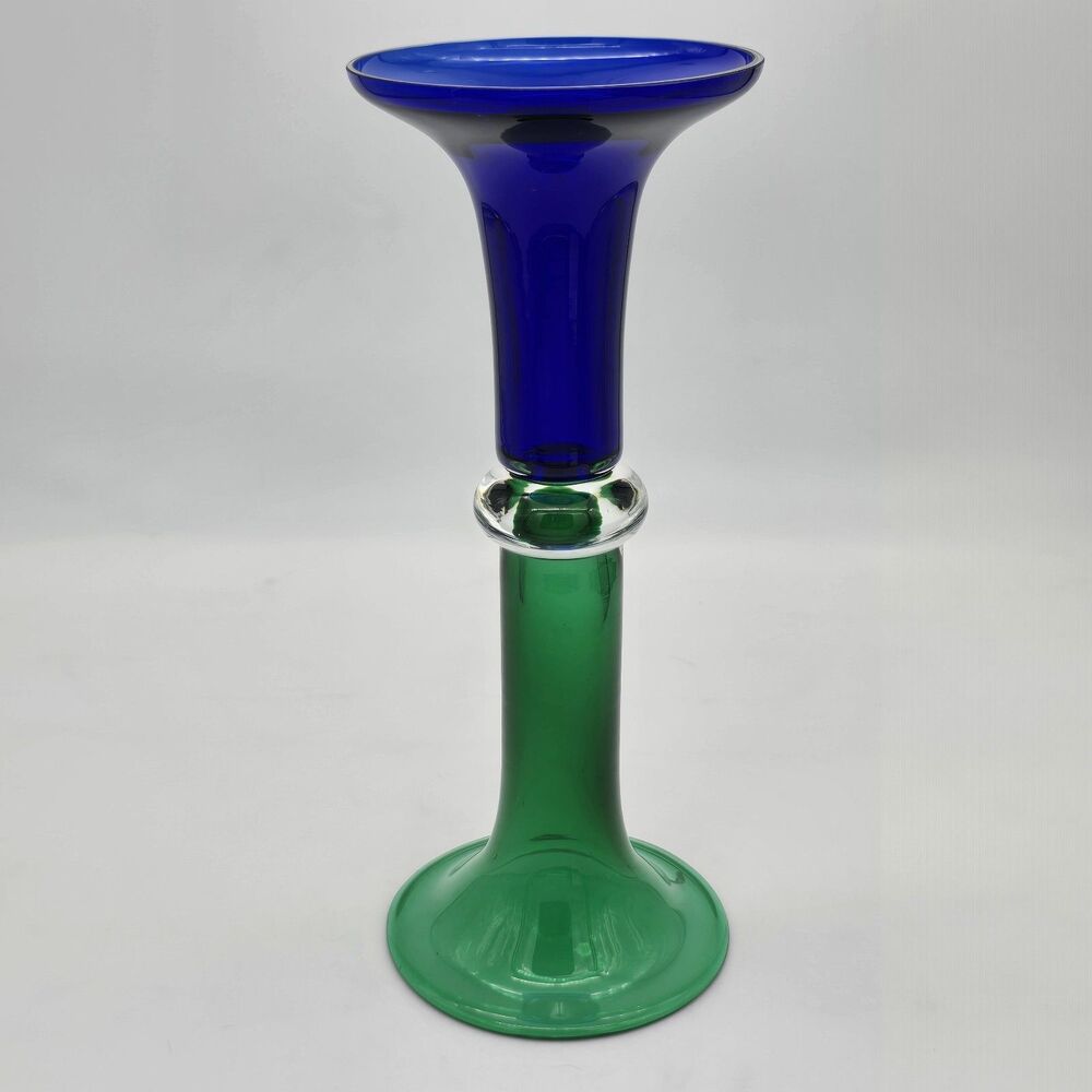 1980s Rogaska Green/Blue Art Glass Reversible Vase Made in Yugoslavia